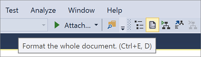 Format XML document button in Visual Studio