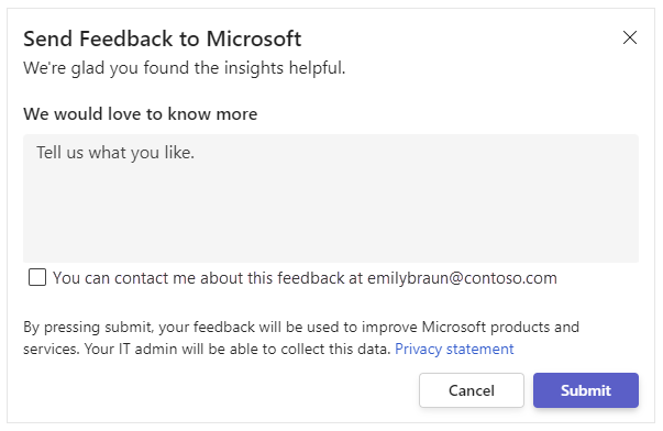 Screenshot showing how to finalize and submit your feedback