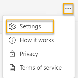 Screenshot that shows selecting Settings.