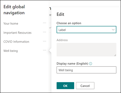 Image of where to specify the language for a navigational node.