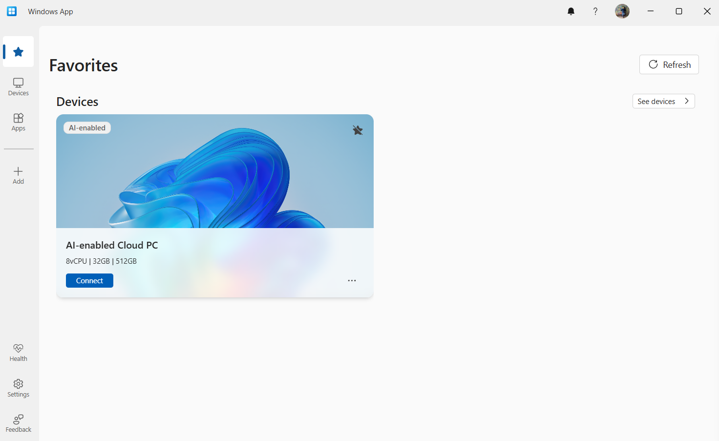 Windows App bir cihaz kartındaki 