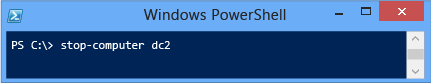 Screenshot of a terminal window that shows how to use the stop-computer cmdlet.