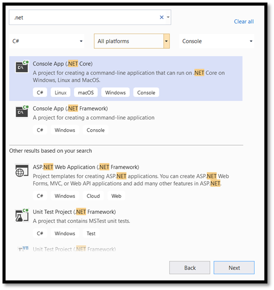 Yeni bir .NET projesi oluşturma