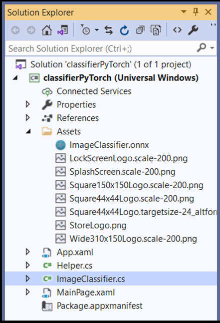 UWP uygulama çözümünüzdeki ONNX dosyaları