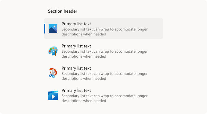 Çok öğeli liste öğelerini içeren örnek liste.