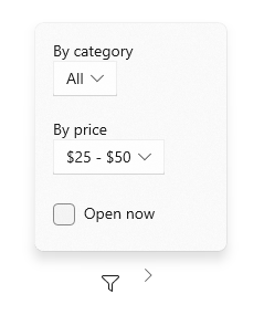 Example of flyouts on a command bar