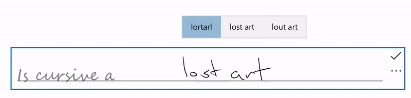 Mürekkep ve öneriler içeren metin kutusu
