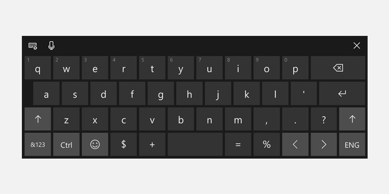 Formül için Windows dokunmatik klavye