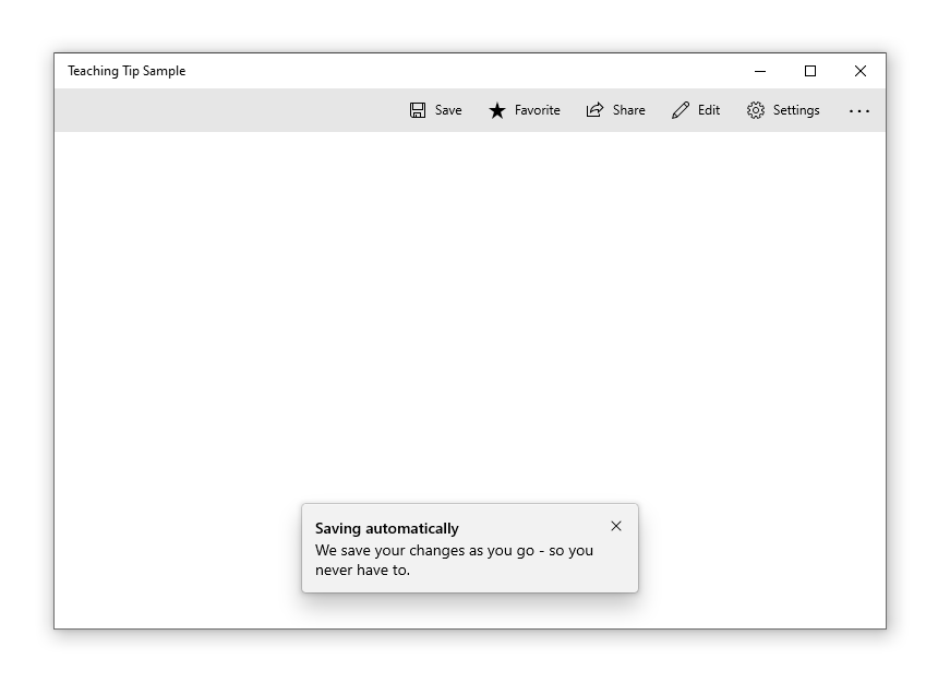 Sağ alt köşede öğretim ipucu bulunan örnek bir uygulama. İpucu başlığı 
