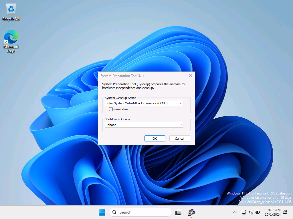 Sistem Hazırlama Aracı'nı gösteren Denetim Modu ekranının ekran görüntüsü.