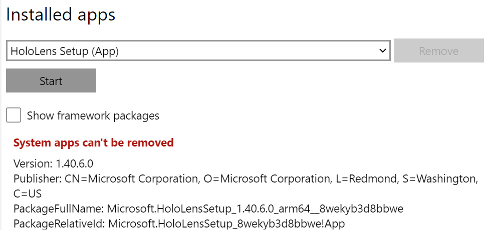 Windows Cihaz Bağlantı Noktaları'nda yüklü uygulamalar sayfasının bir bölümünün görüntüsü