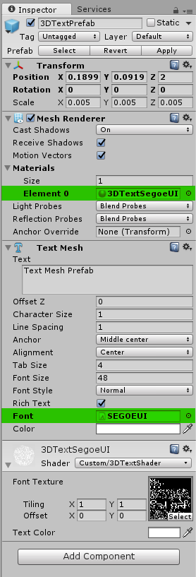Yazı tipi dosyası ve malzeme atama
