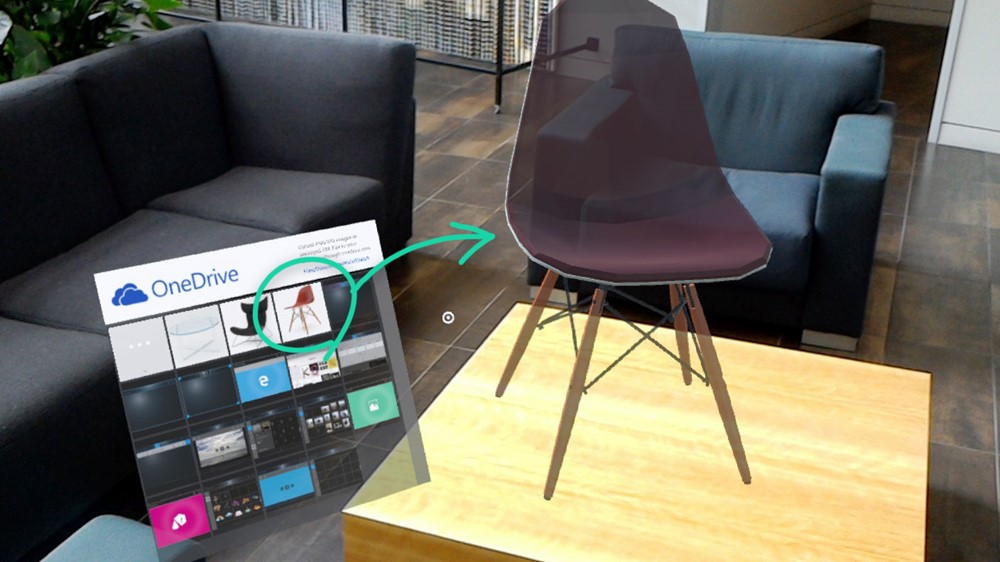 HoloSketch'in OneDrive menüsünde 3B nesne eklendiğini görürsünüz