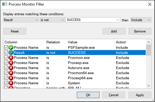 ProcMon Dışlama Başarısı