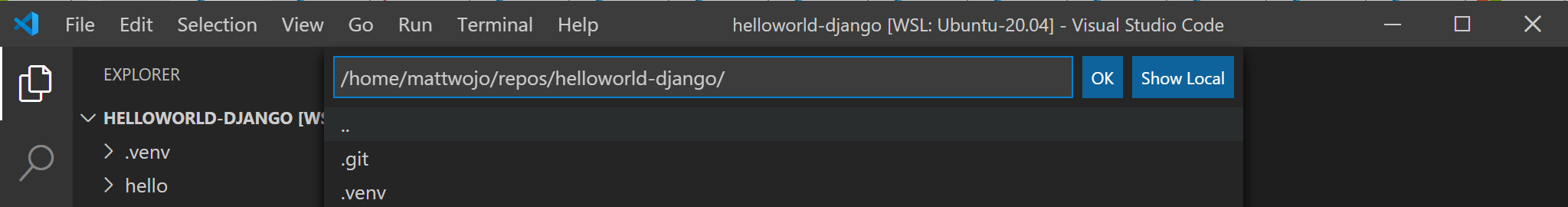 VS Code Geliştirme Kapsayıcıları klasörü