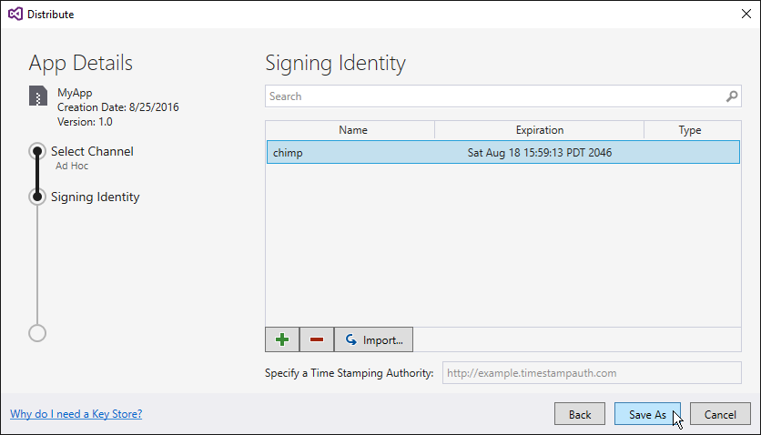İmzalama Kimliği örneği