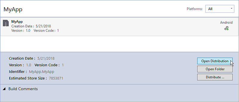 Dağıtım düğmesini açma