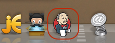 Instead of running in a bash shell, Jenkins runs as an app with icon in the Dock, as shown in this screenshot