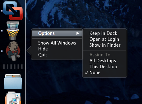 You can do this by right-clicking on the Jenkins icon in the Dock and choosing OptionsOpen at Login, as shown in this screenshot