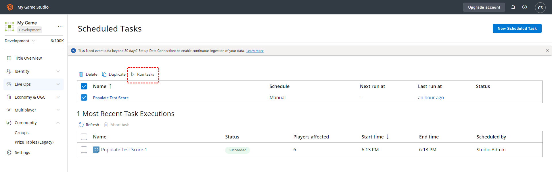Game Manager - Tasks - Run Tasks