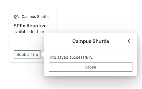 Screenshot of the QuickView save trip confirmation.