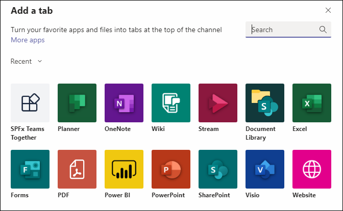 Screenshot of the SPFx Teams Together app.