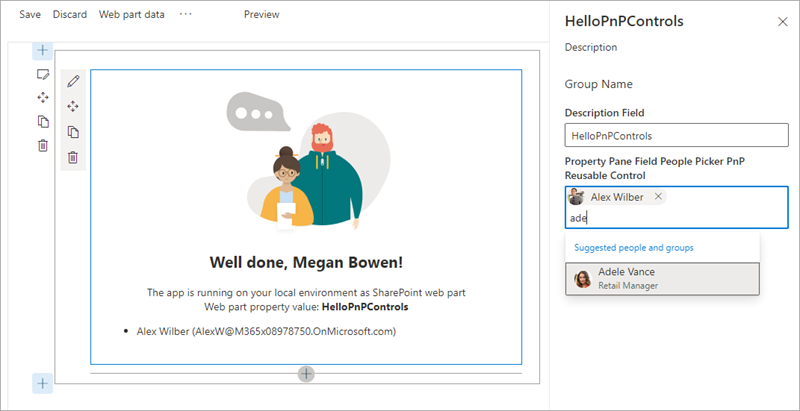 Screenshot using the PnP Reusable controls.