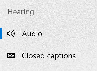 Screenshot of hearing settings in Windows.