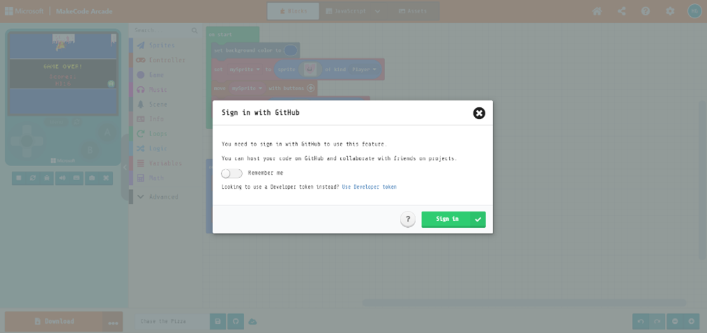 Screenshot of GitHub sign in screen.