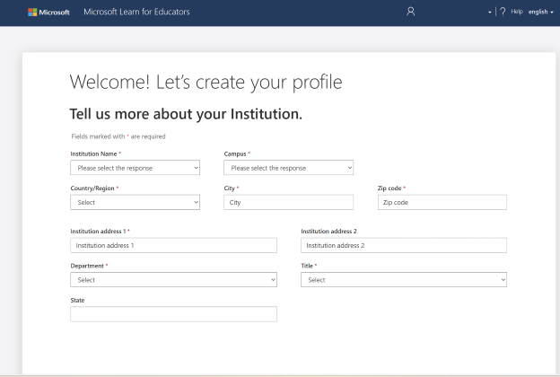 create institution profile