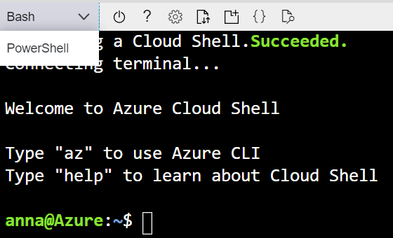 Screenshot that shows the Azure Cloud Shell.