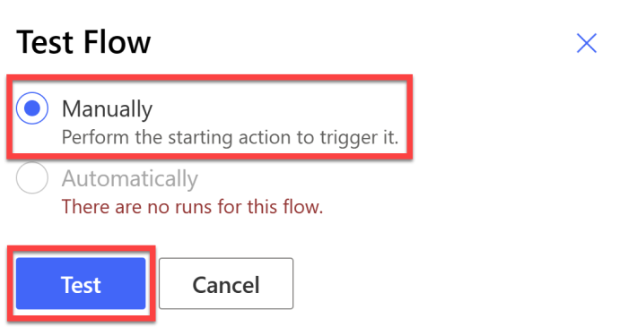 Screenshot of the Test Flow process.