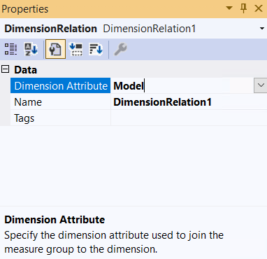 Screenshot of the DimensionRelation.