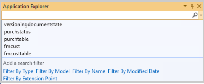 Screenshot of the Application Object Tree filter.
