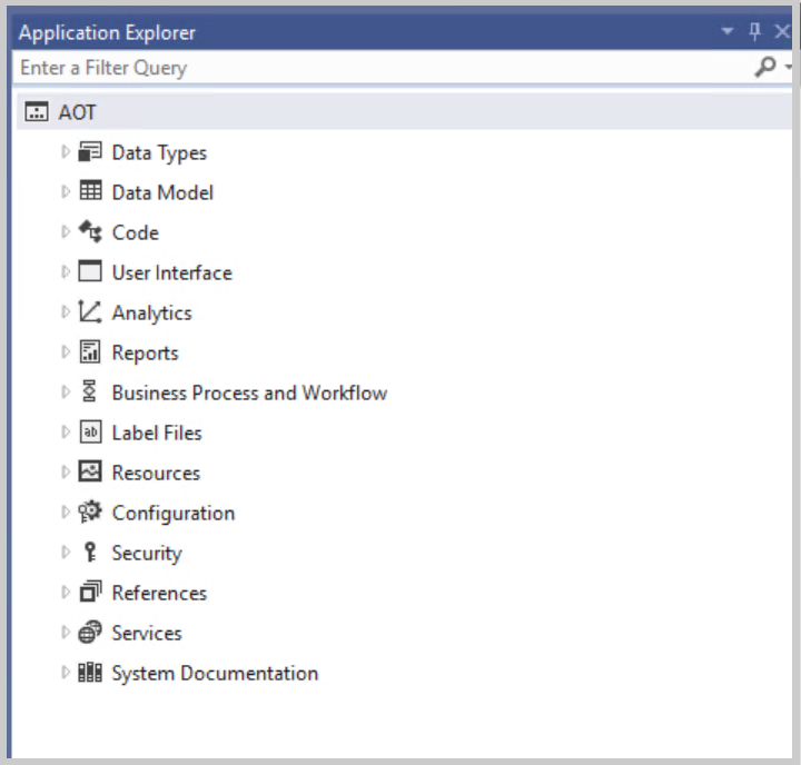 Screenshot of the Application Object Tree classic view.