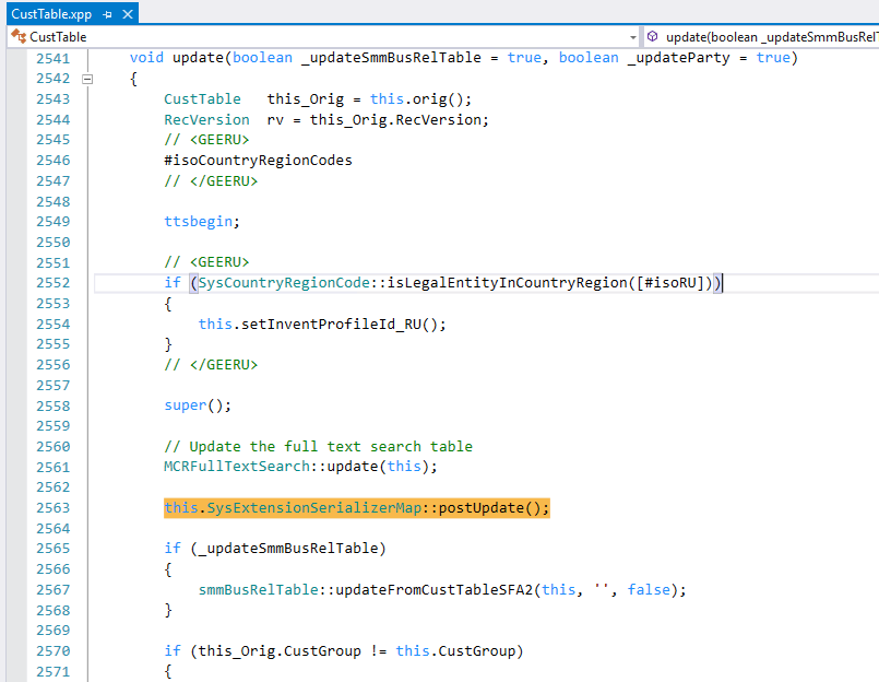 Screenshot showing the Cust Table.