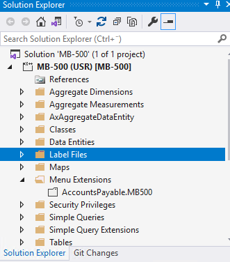Screenshot showing the Menu Extensions folder.
