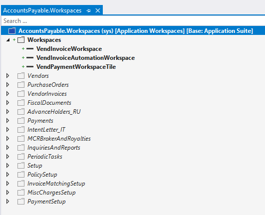 Screenshot showing the bold font of the menu extensions in the Designer view.