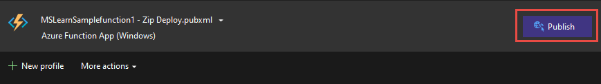 Screenshot of Publish button within Publish profile.