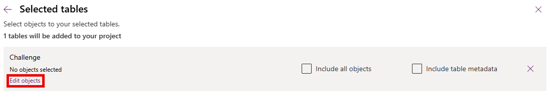 Screenshot of the select components link.