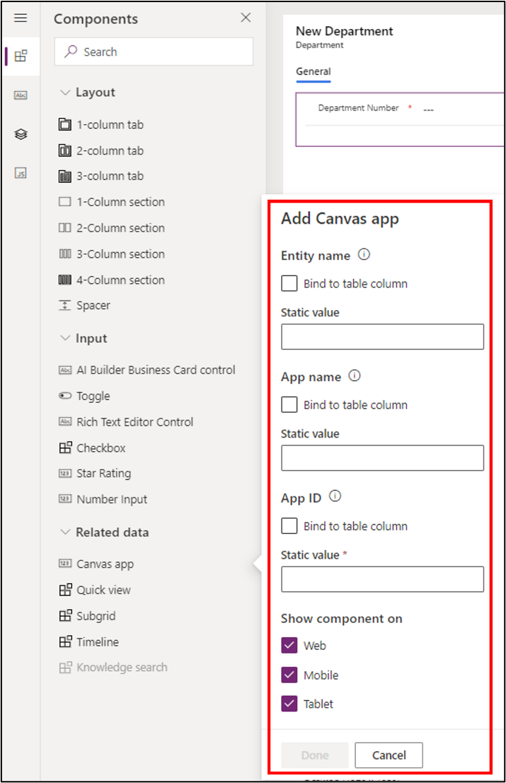 Screenshot of the Add Canvas app area.