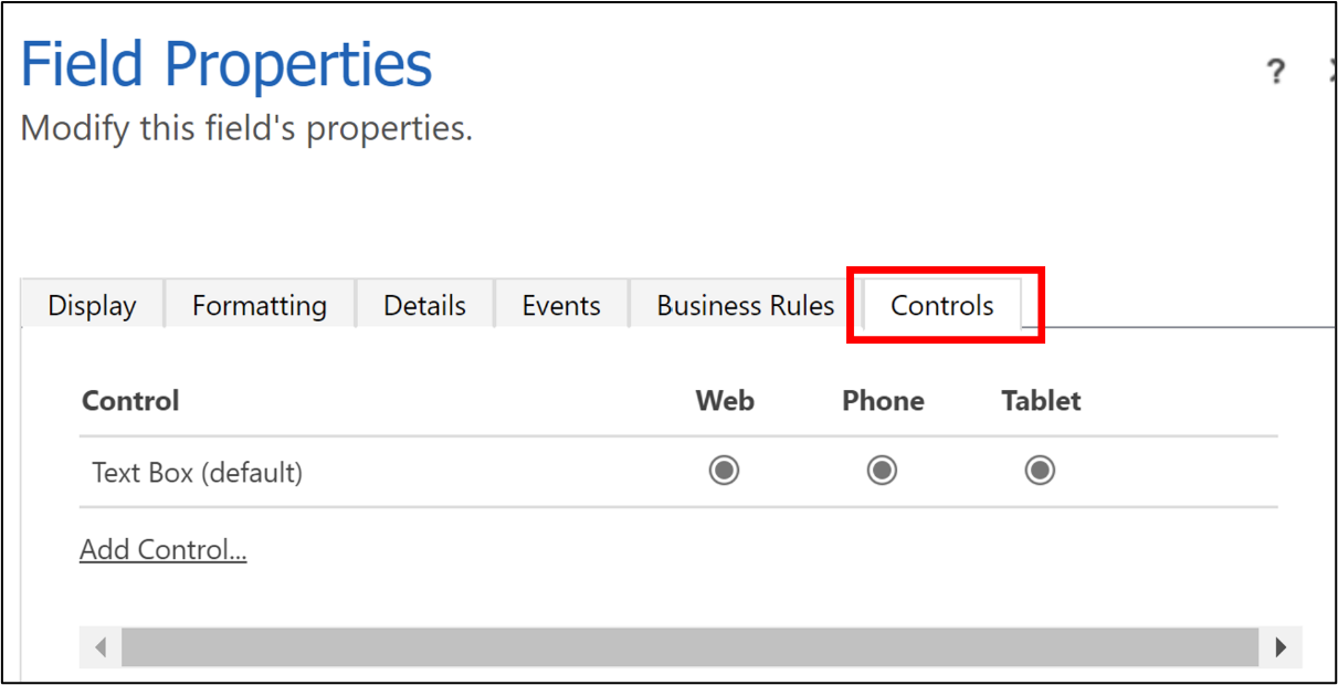 Screenshot of the Field Properties dialog.