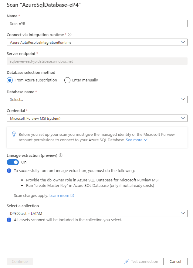 Screenshot that shows the screen to create a new scan.