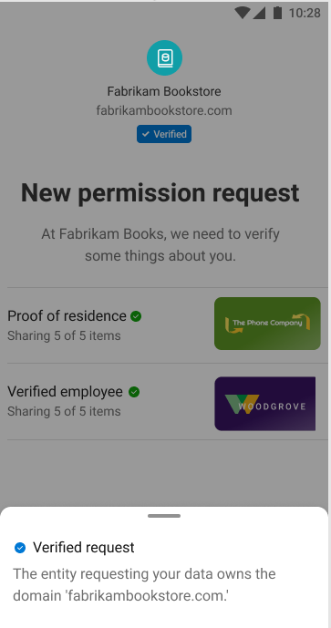 Screenshot that shows a new permission request.