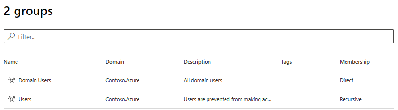 The information about the group membership for a user in the Microsoft 365 Defender portal