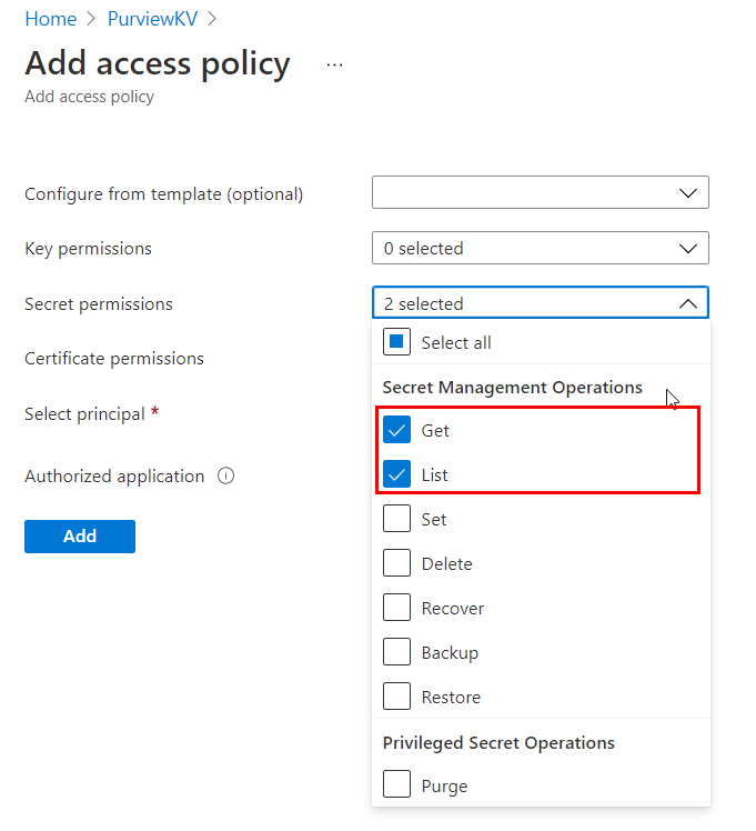 Add access policy