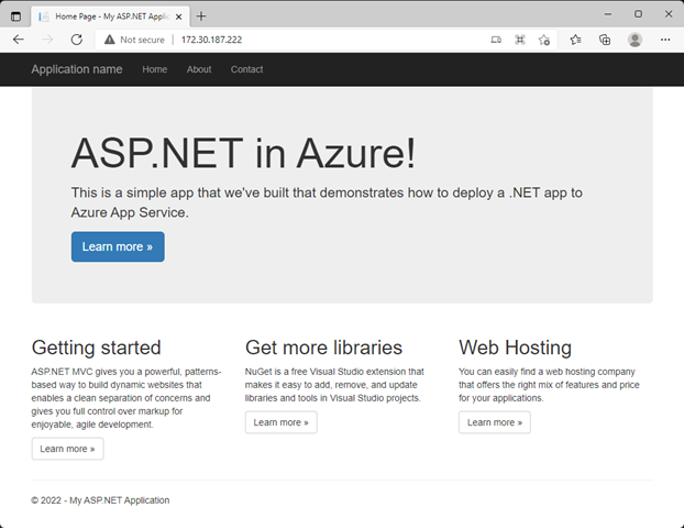 Screenshot that shows the app running locally.
