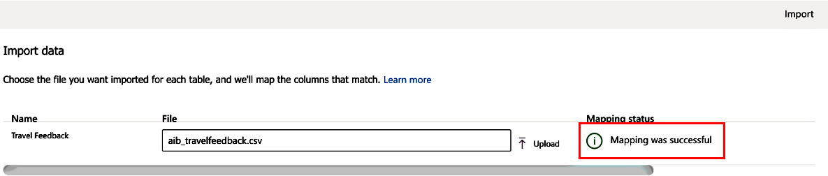 Знімок екрана Імпорт даних, на якому видно, що зіставлення виконано успішно.