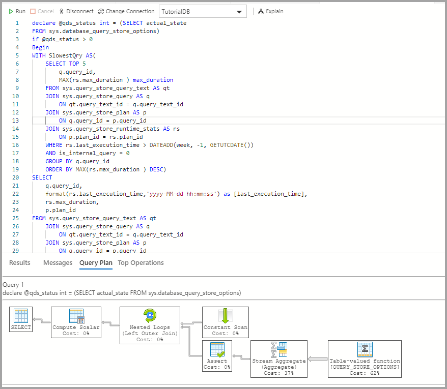 Screenshot showing the query's execution plan.