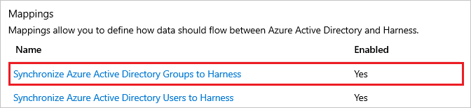 Harness "Synchronize Microsoft Entra groups to Harness" link